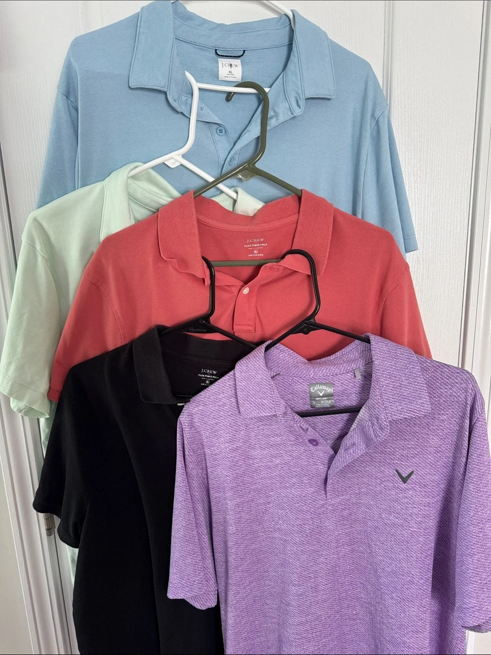 J. Crew and Callaway Men’s Polo Pack - Light Blue, Mint, Coral, Black, Lavender